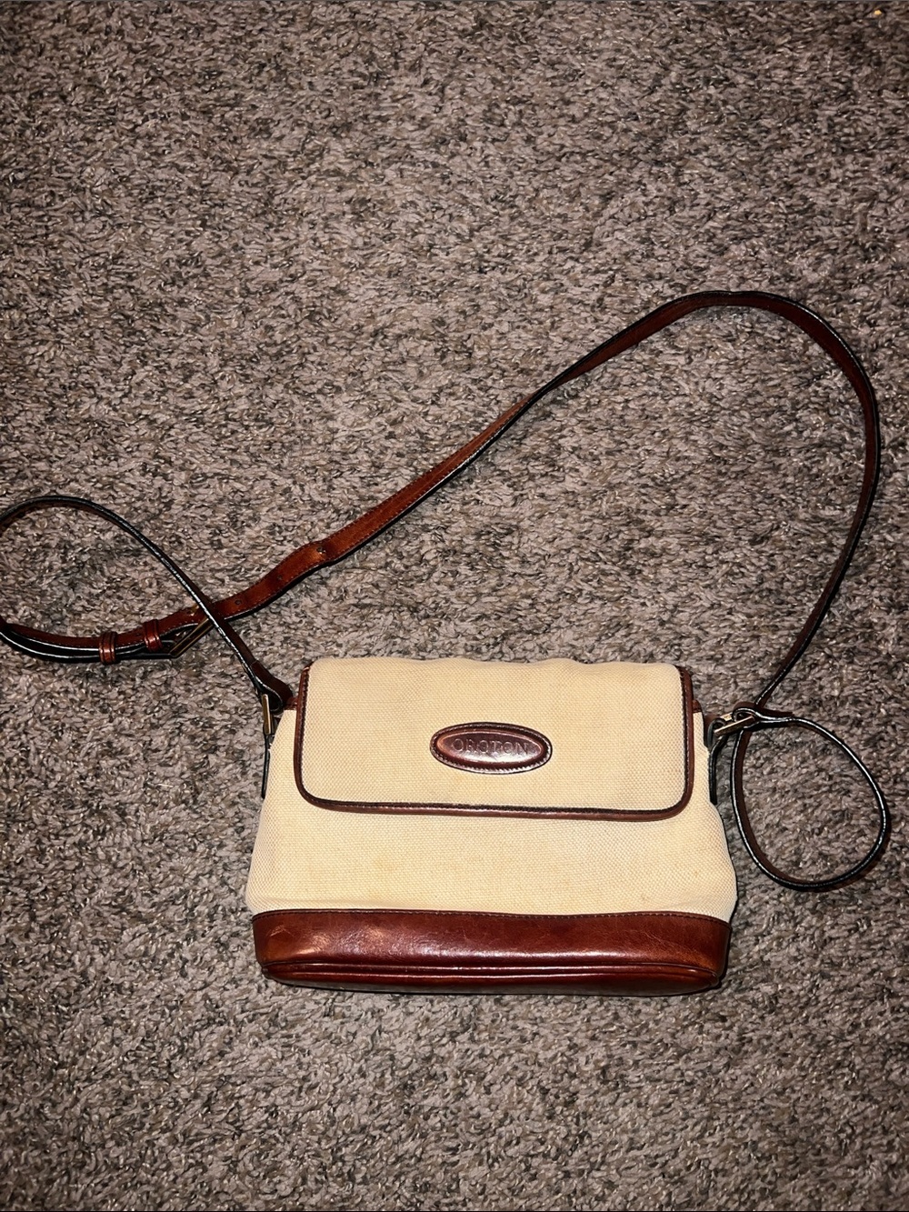Vintage- Canvas and leather crossbody bag, Oroton Sydney